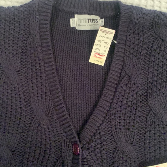 Vintage RARE rrrrruss sweater vest New With TAGS!!!! Small Navy 100%cotton - Picture 2 of 9